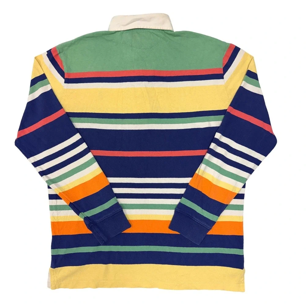 Polo Ralph Lauren Mens Large Iconic Classic Striped Ivy Rugby Shirt Multi Color